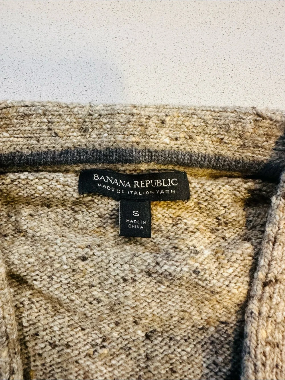 Banana Republic Men's Heathered Taupe Button-Up Cardigan